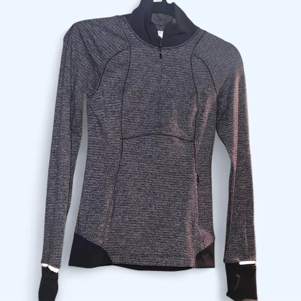 Lululemon Athletica Black and Gray Long Sleeve Quater Zip Top